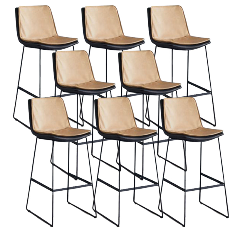 Modern Upholstered Low Back Armless Bar Stools with Metal Base