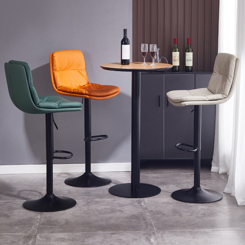 Contemporary Adjustable Height Swivel Backrest Bar Stool with Footrest
