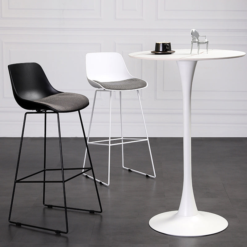 Contemporary Upholstered Backrest Armless Bar Stools with Metal Base