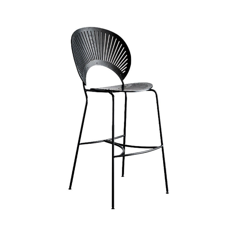 Contemporary 45" Height Wooden Backrest Counter High Stool with Metal Base