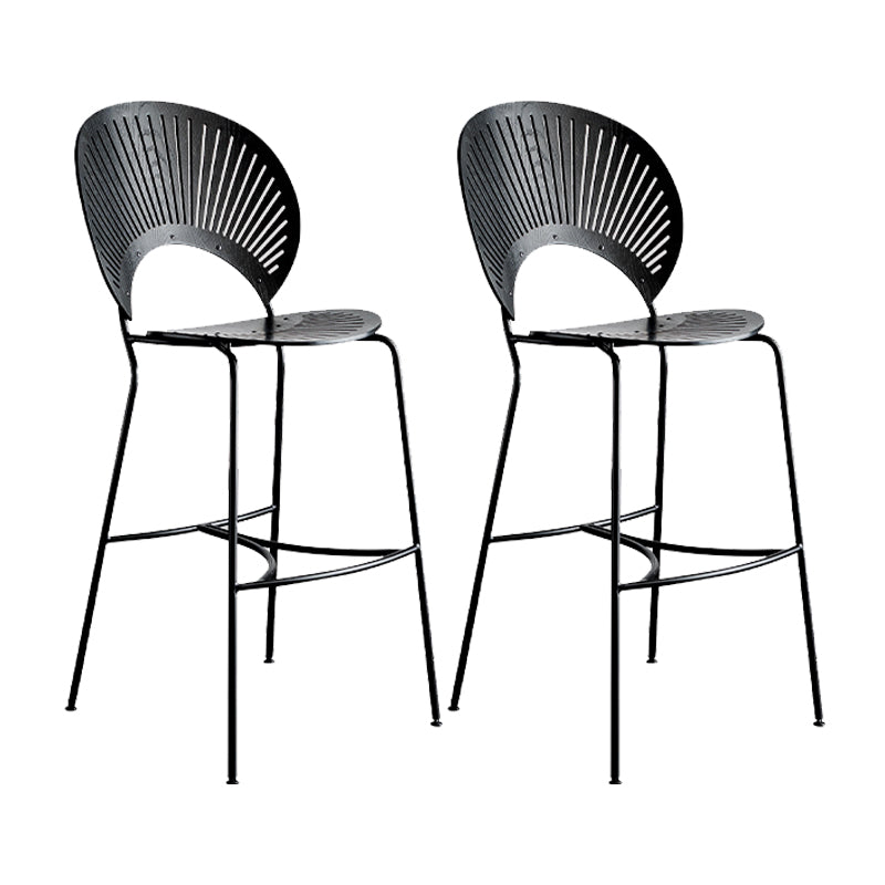 Contemporary 45" Height Wooden Backrest Counter High Stool with Metal Base