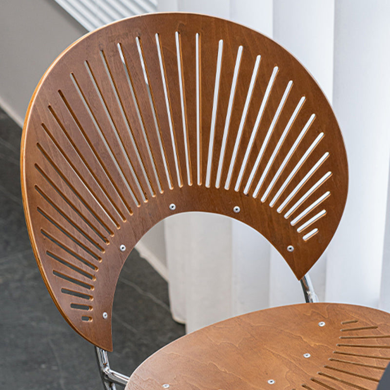 Contemporary 45" Height Wooden Backrest Counter High Stool with Metal Base