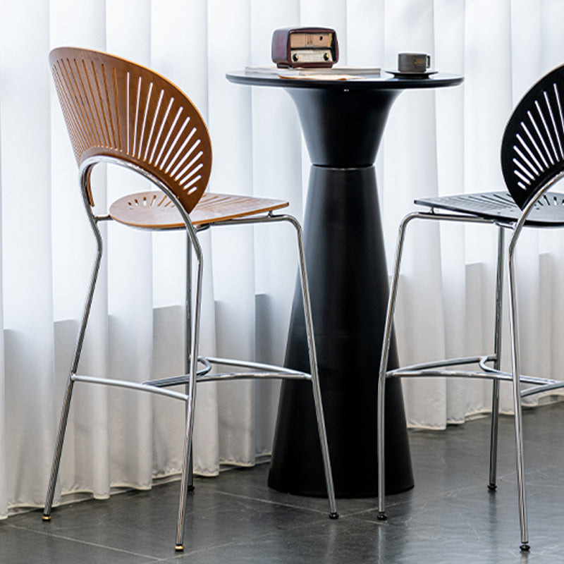 Contemporary 45" Height Wooden Backrest Counter High Stool with Metal Base