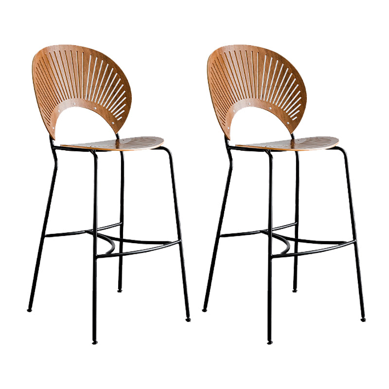Contemporary 45" Height Wooden Backrest Counter High Stool with Metal Base