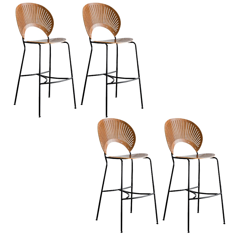 Contemporary 45" Height Wooden Backrest Counter High Stool with Metal Base