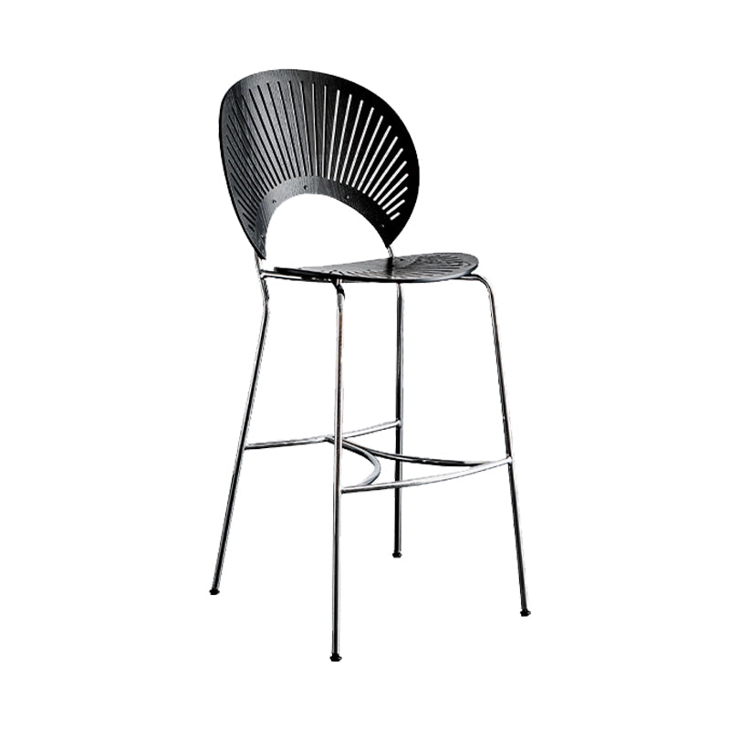 Contemporary 45" Height Wooden Backrest Counter High Stool with Metal Base