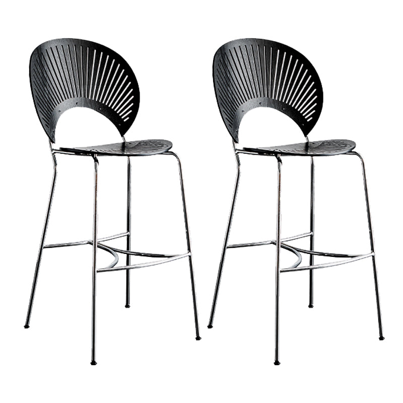 Contemporary 45" Height Wooden Backrest Counter High Stool with Metal Base