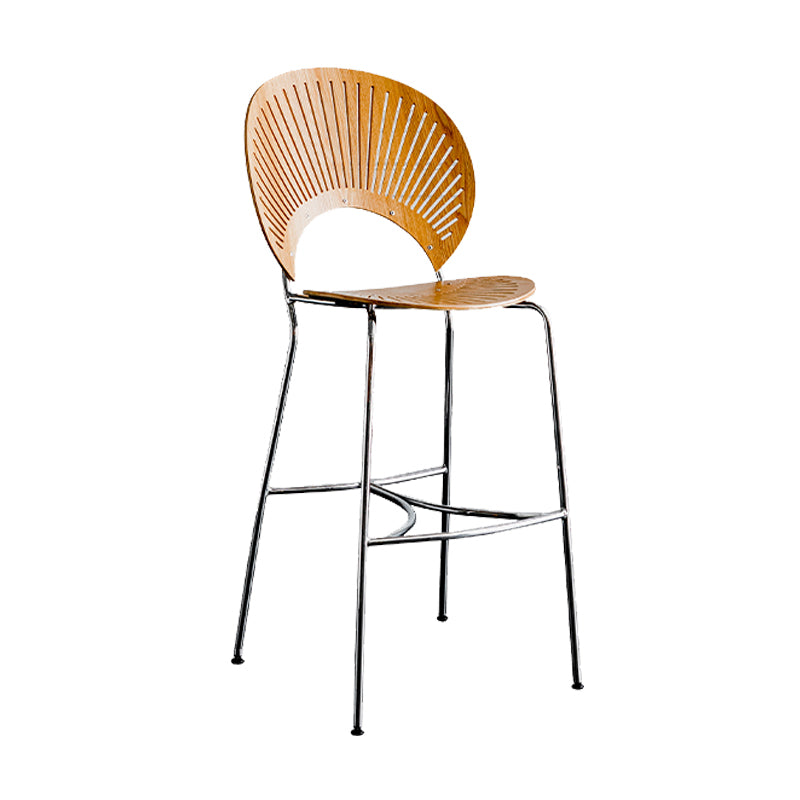 Contemporary 45" Height Wooden Backrest Counter High Stool with Metal Base
