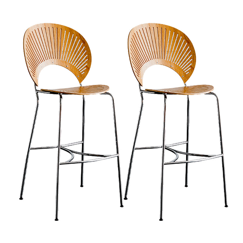 Contemporary 45" Height Wooden Backrest Counter High Stool with Metal Base