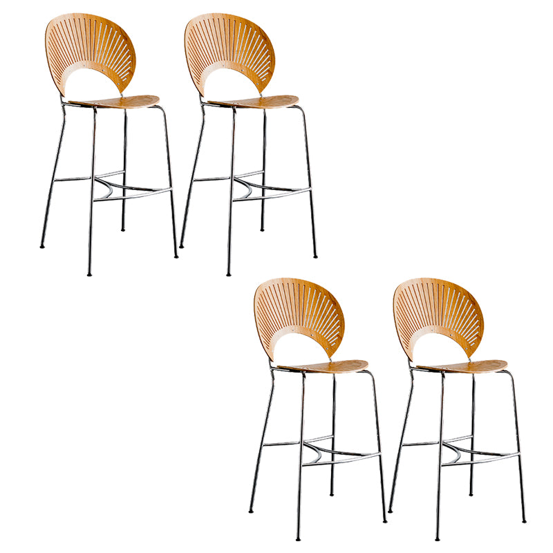 Contemporary 45" Height Wooden Backrest Counter High Stool with Metal Base