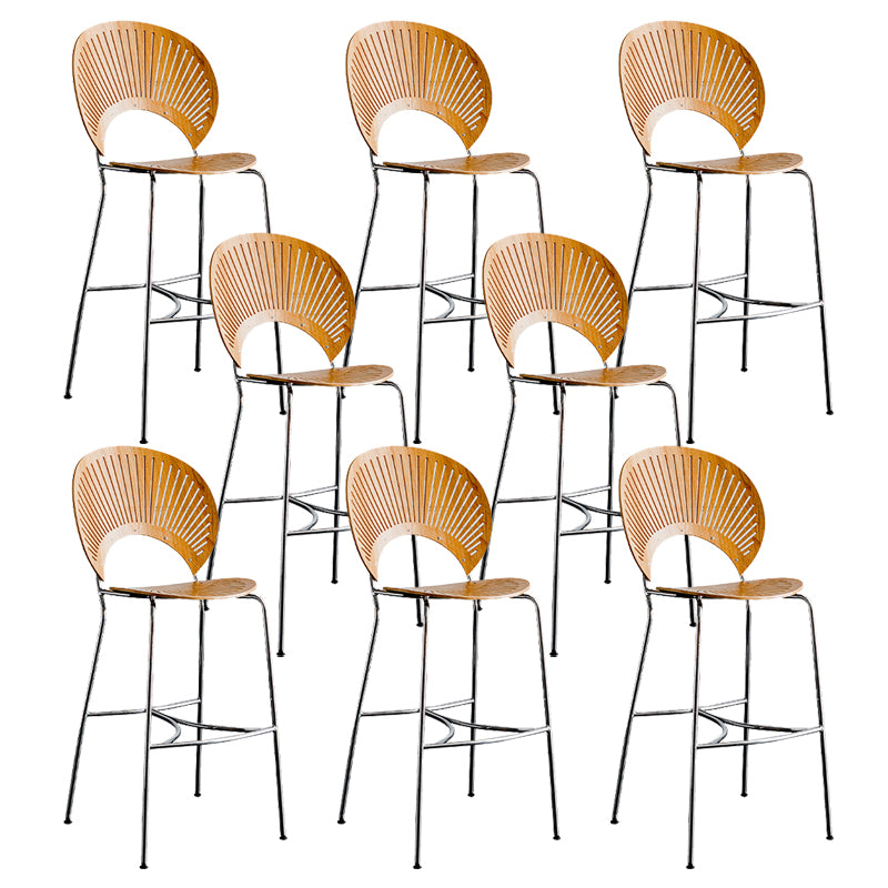 Contemporary 45" Height Wooden Backrest Counter High Stool with Metal Base