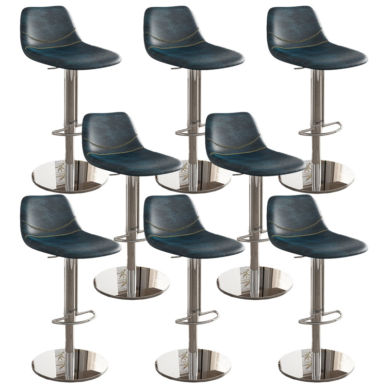 Contemporary Adjustable Backrest Counter High Stool with Leather Cushion
