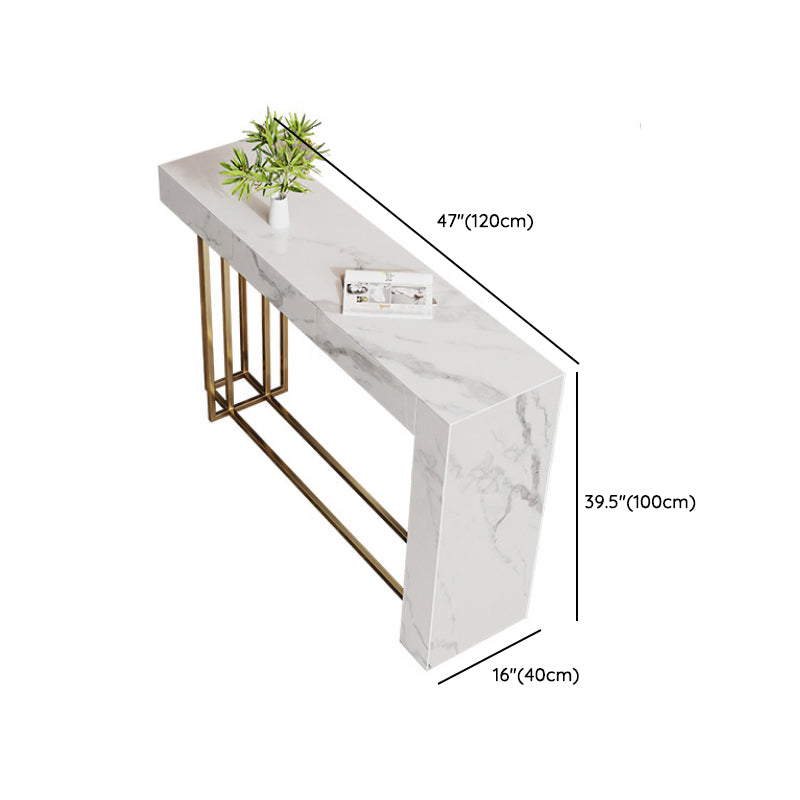 1/2/3 Pieces Glam Rectangle Sintered Stone Counter Table with High Stools in Gold