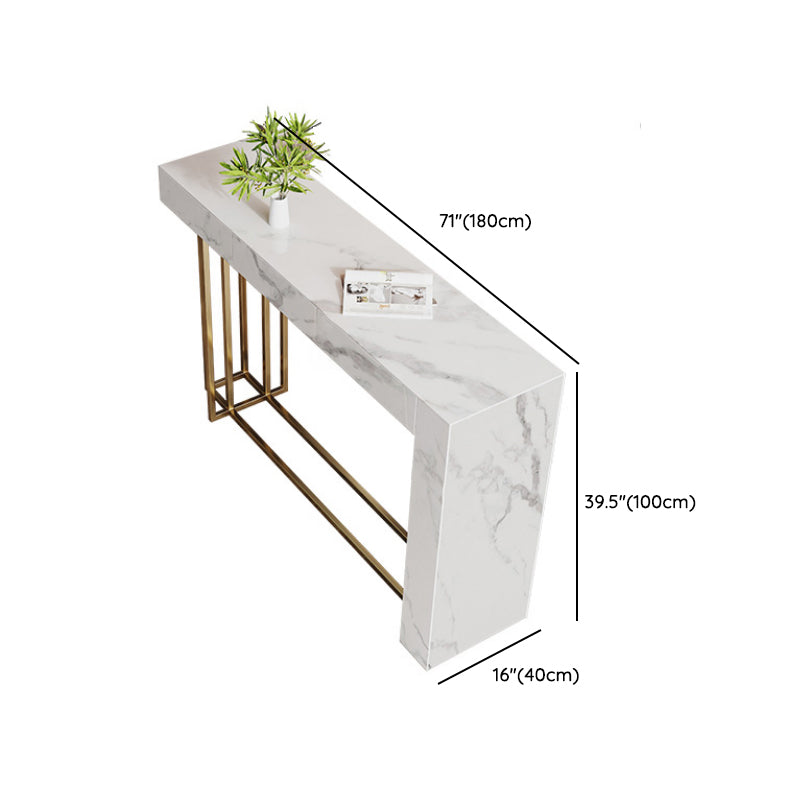 1/2/3 Pieces Glam Rectangle Sintered Stone Counter Table with High Stools in Gold