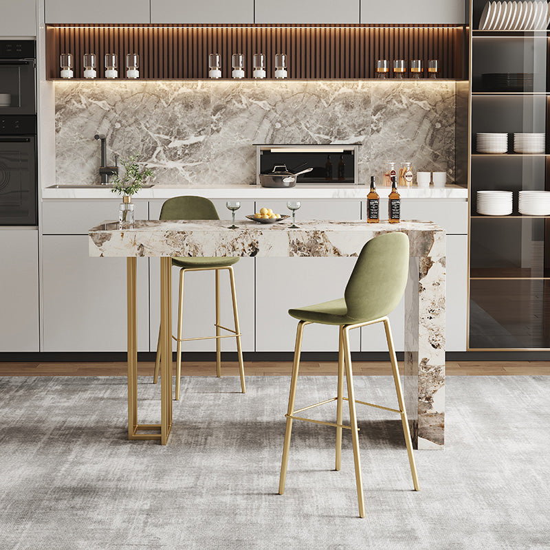 1/2/3 Pieces Glam Rectangle Sintered Stone Counter Table with High Stools