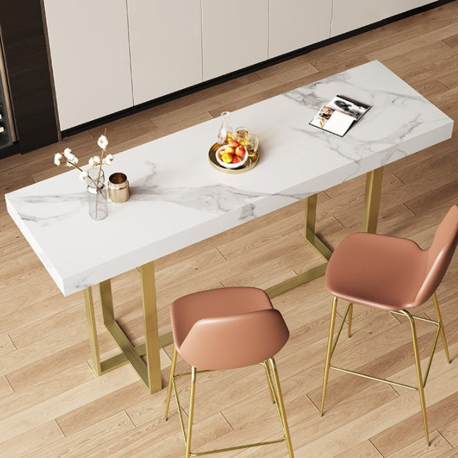 1/3 Pieces Bar Stool and Table Set, Glam Fixed Table and Rectangular