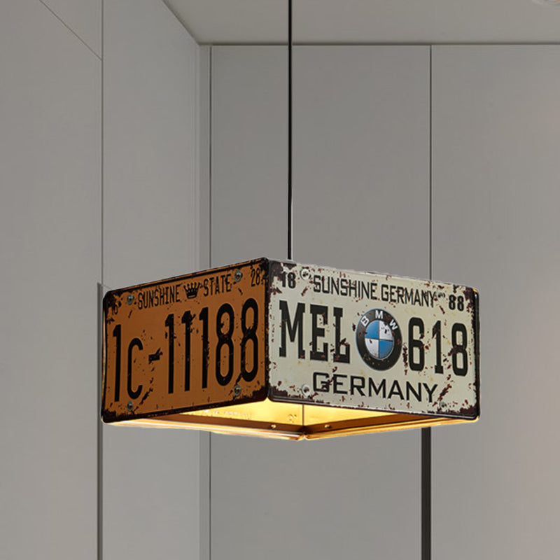 Square Chandelier Lamp with 39" Adjustable Cord Industrial Iron Triple Light Pendant Lighting