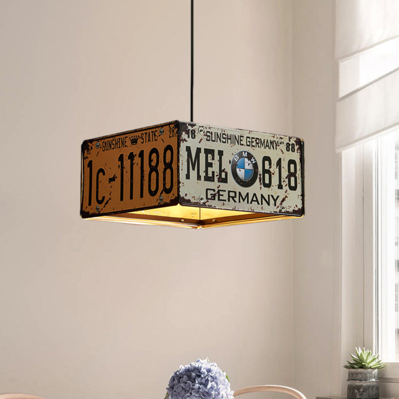 Square Chandelier Lamp with 39" Adjustable Cord Industrial Iron Triple Light Pendant Lighting