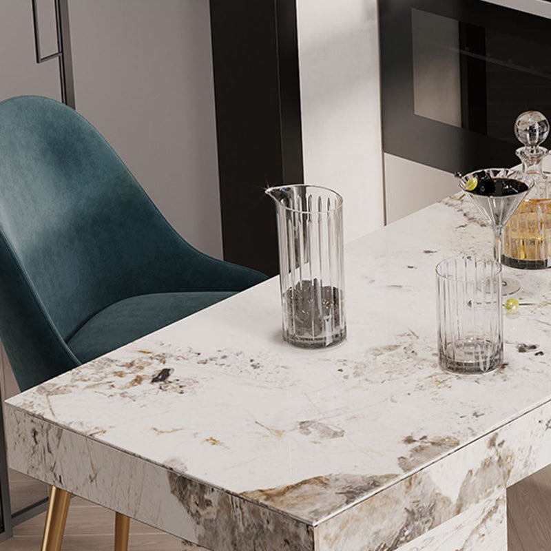 1/2/3/5 Pieces Glam Rectangle Sintered Stone Counter Table with High Stools