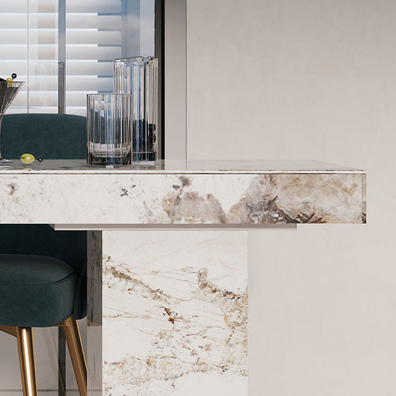 1/2/3/5 Pieces Glam Rectangle Sintered Stone Counter Table with High Stools