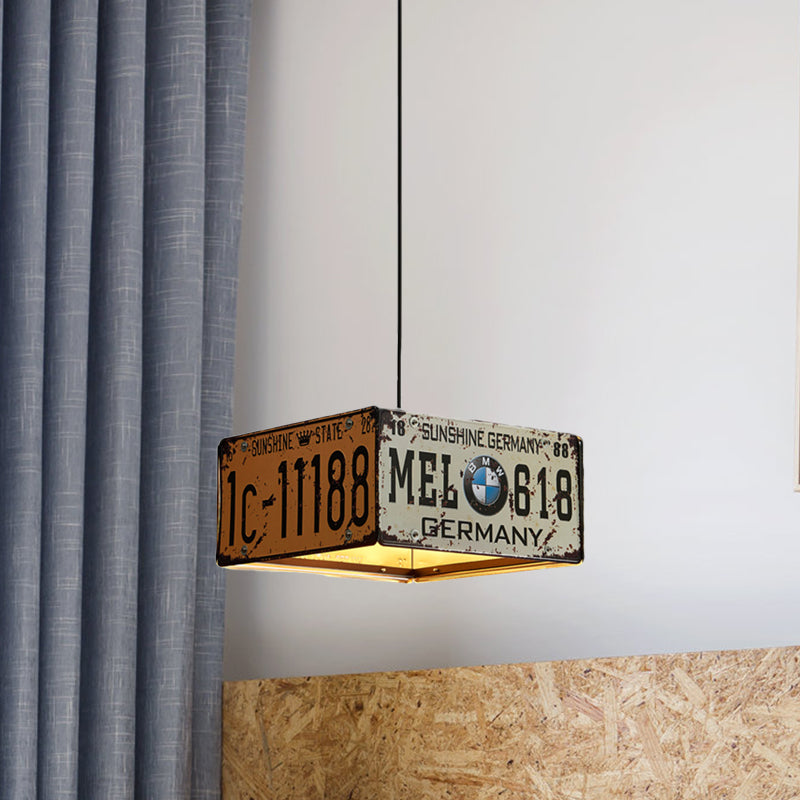 Square Chandelier Lamp with 39" Adjustable Cord Industrial Iron Triple Light Pendant Lighting
