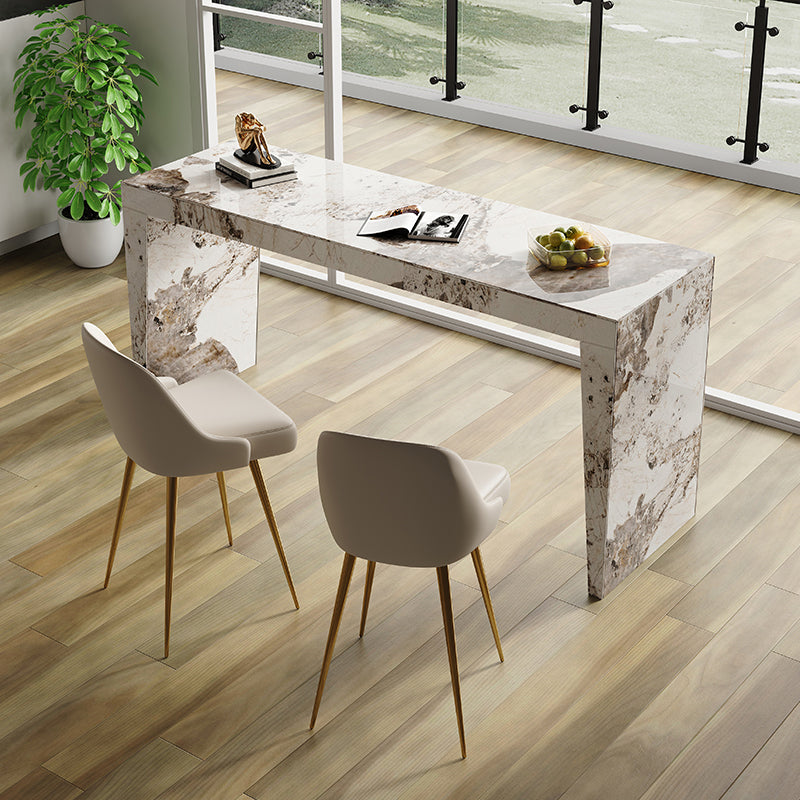 1/3 Pieces Glam Style Rectangle Sintered Stone Counter Table with High Stools