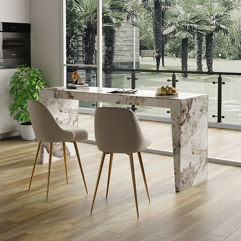 1/3 Pieces Glam Style Rectangle Sintered Stone Counter Table with High Stools