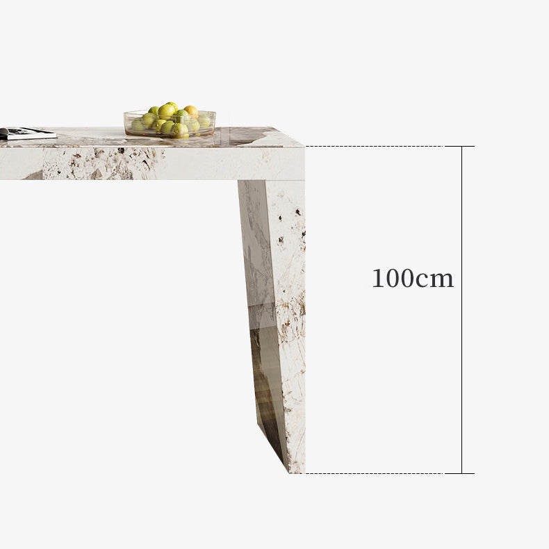 1/3 Pieces Glam Style Rectangle Sintered Stone Counter Table with High Stools
