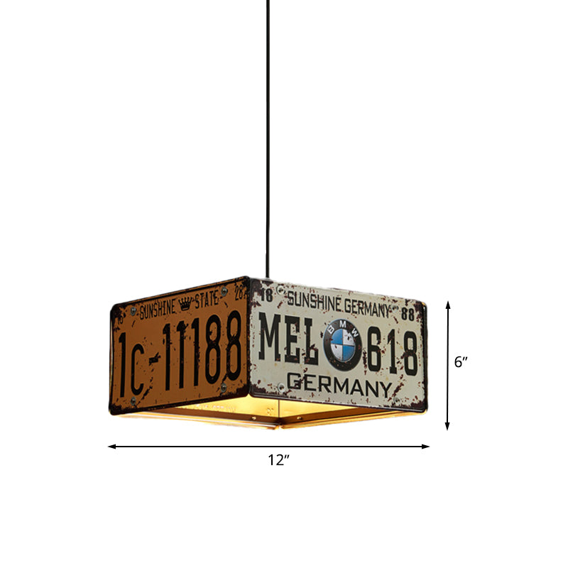 Square Chandelier Lamp with 39" Adjustable Cord Industrial Iron Triple Light Pendant Lighting