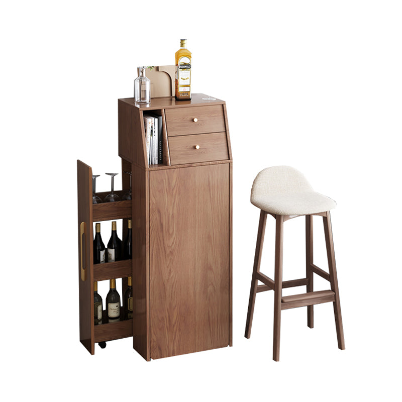 1/2/3 Pieces Bar Stool and Table Set, Folding Solid Wood for Living Room