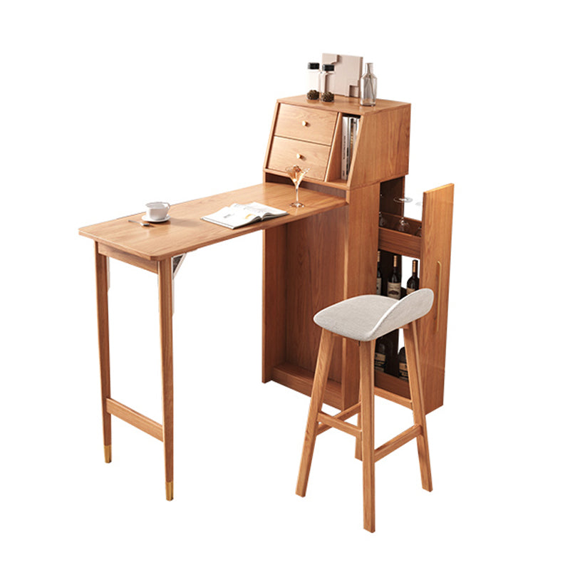 1/2/3 Pieces Bar Stool and Table Set, Folding Solid Wood for Living Room