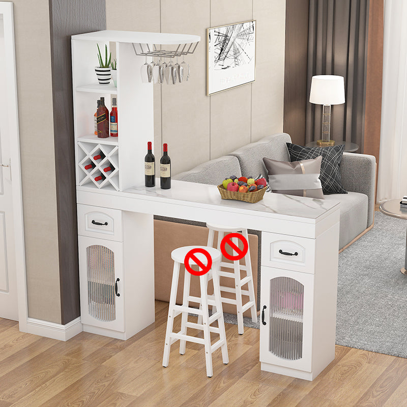 Contemporary Stone Rectangle Bar Height Table for Living Room