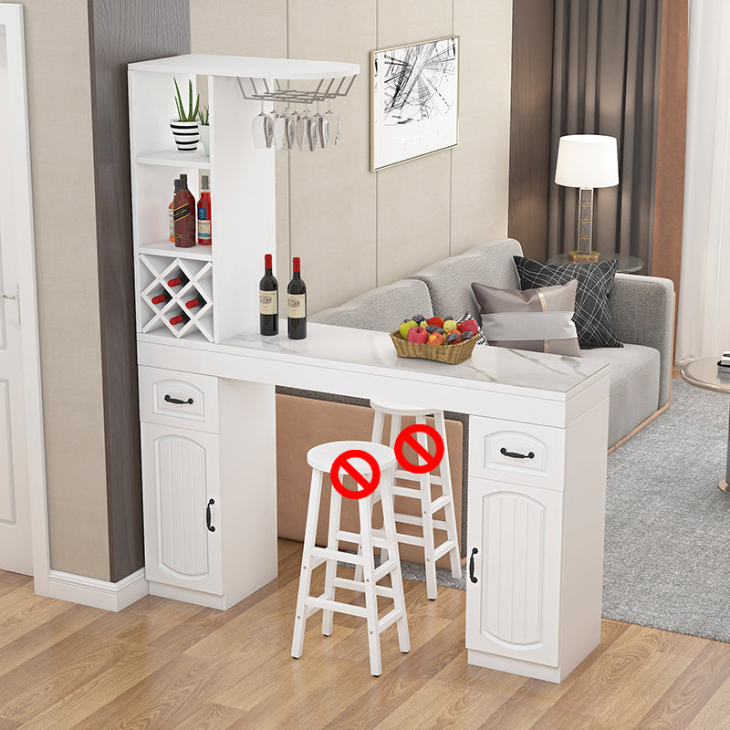 Contemporary Stone Rectangle Bar Height Table for Living Room