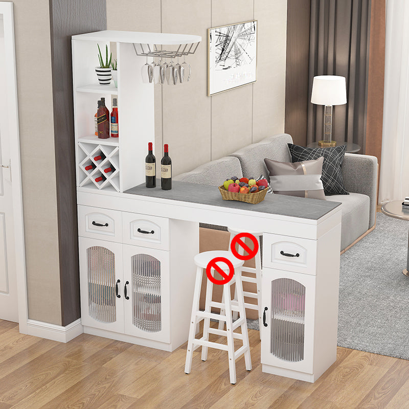 Contemporary Stone Rectangle Bar Height Table for Living Room