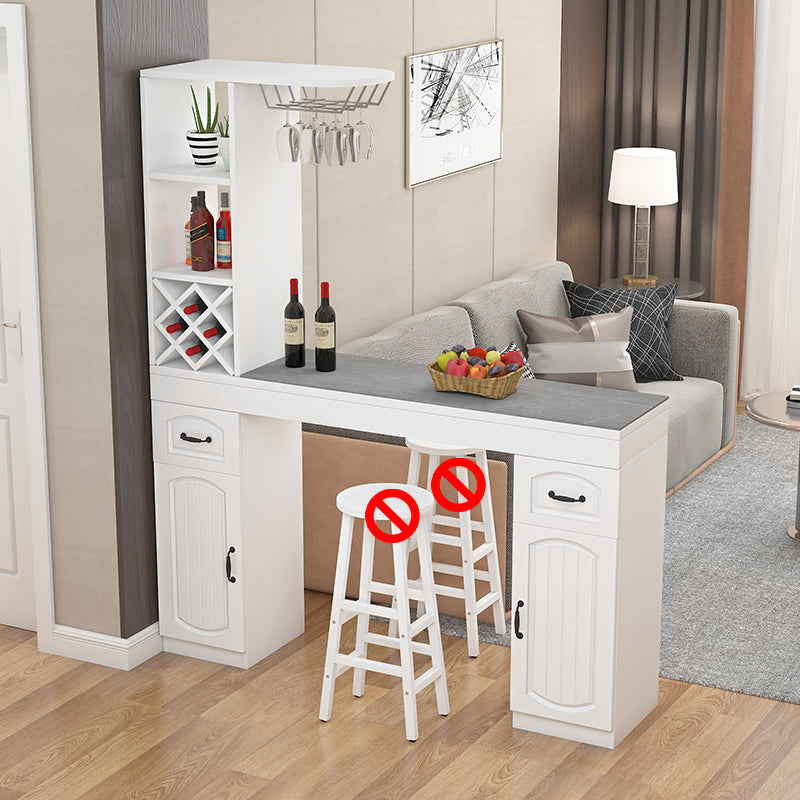 Contemporary Stone Rectangle Bar Height Table for Living Room