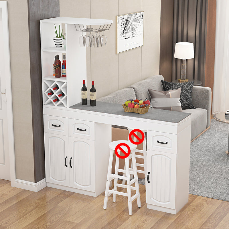 Contemporary Stone Rectangle Bar Height Table for Living Room