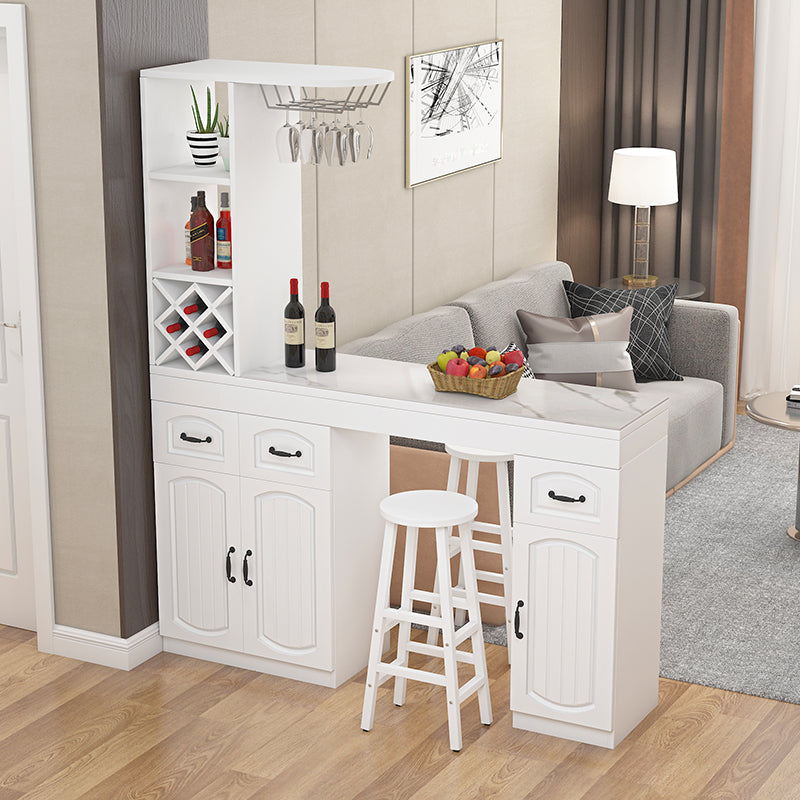 Contemporary Stone Rectangle Bar Height Table for Living Room