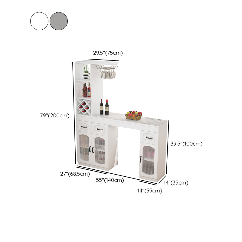 Contemporary Stone Rectangle Bar Height Table for Living Room