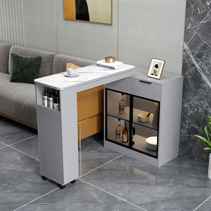 Contemporary Style Stone Rectangle Bar Height Table for Living Room