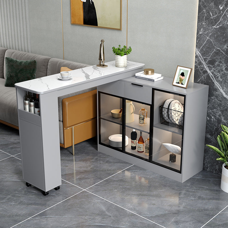 Contemporary Style Stone Rectangle Bar Height Table for Living Room