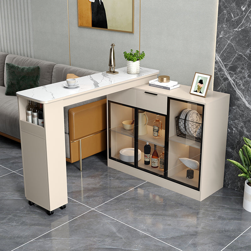 Contemporary Style Stone Rectangle Bar Height Table for Living Room