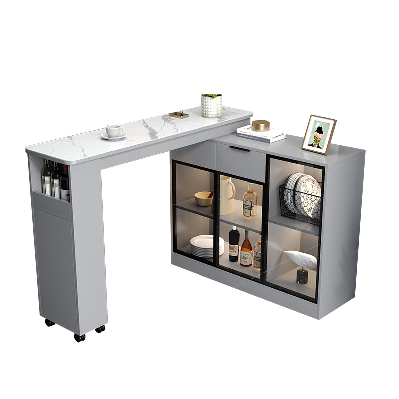 Contemporary Style Stone Rectangle Bar Height Table for Living Room