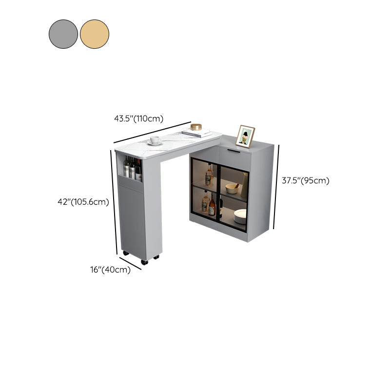 Contemporary Style Stone Rectangle Bar Height Table for Living Room