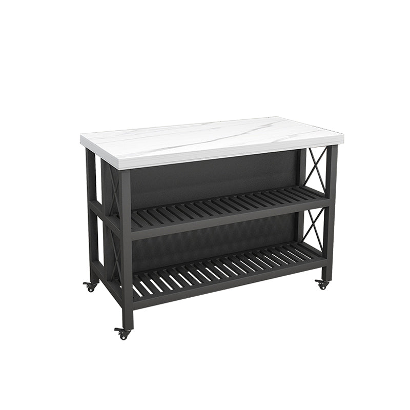 Contemporary Faux Marble Kitchen Island Cart with Wheels for Home