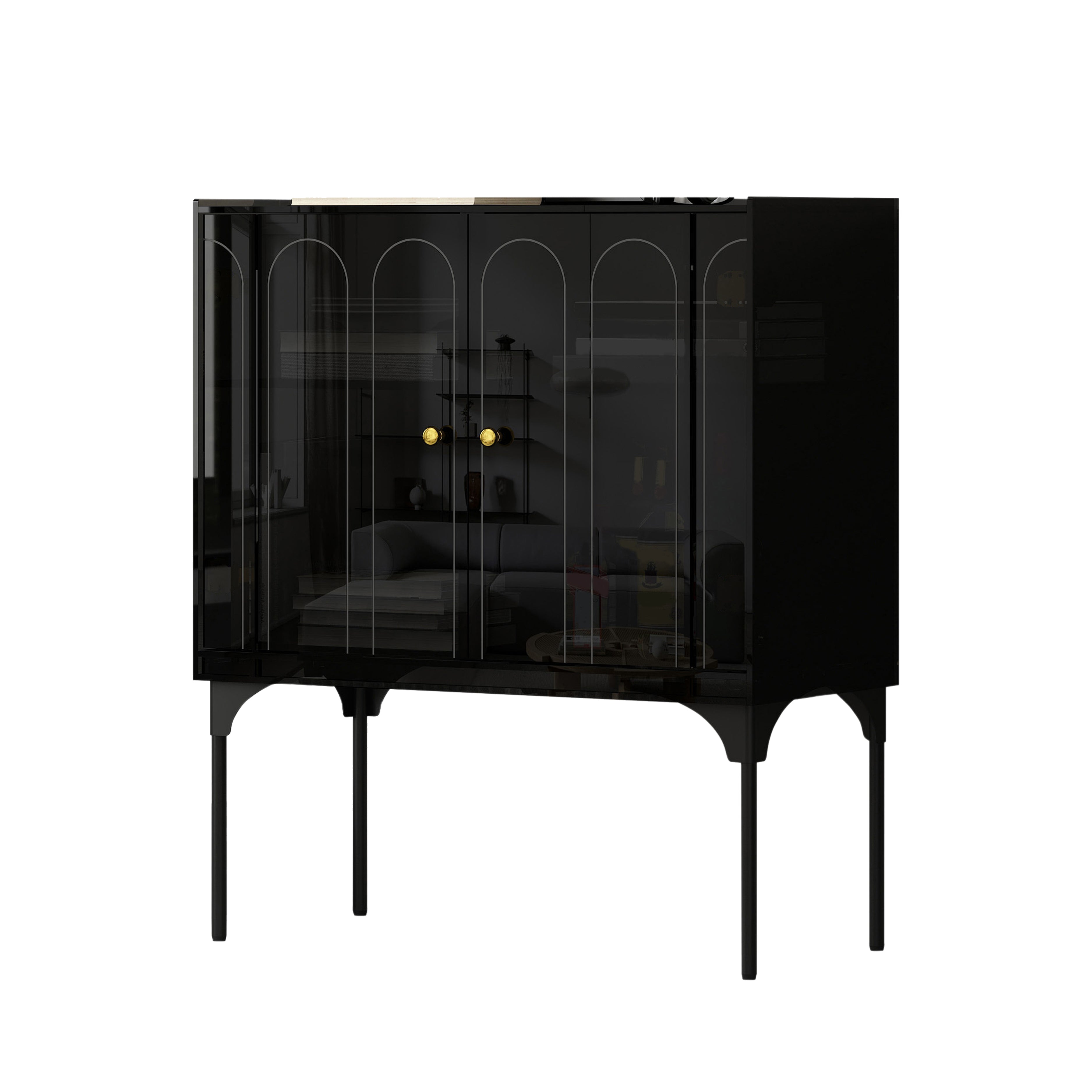 Modern Acrylic Living Room Sideboard Cabinet 15-inch Wide Credenza