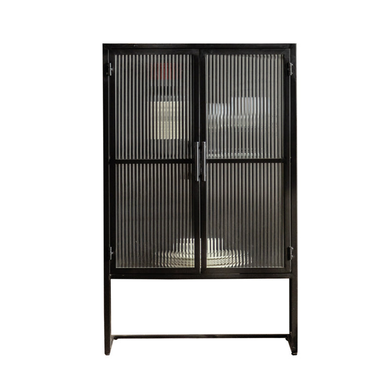 Modern Curio Cabinet Glass Doors Metal Buffet Cabinet for Dining Room