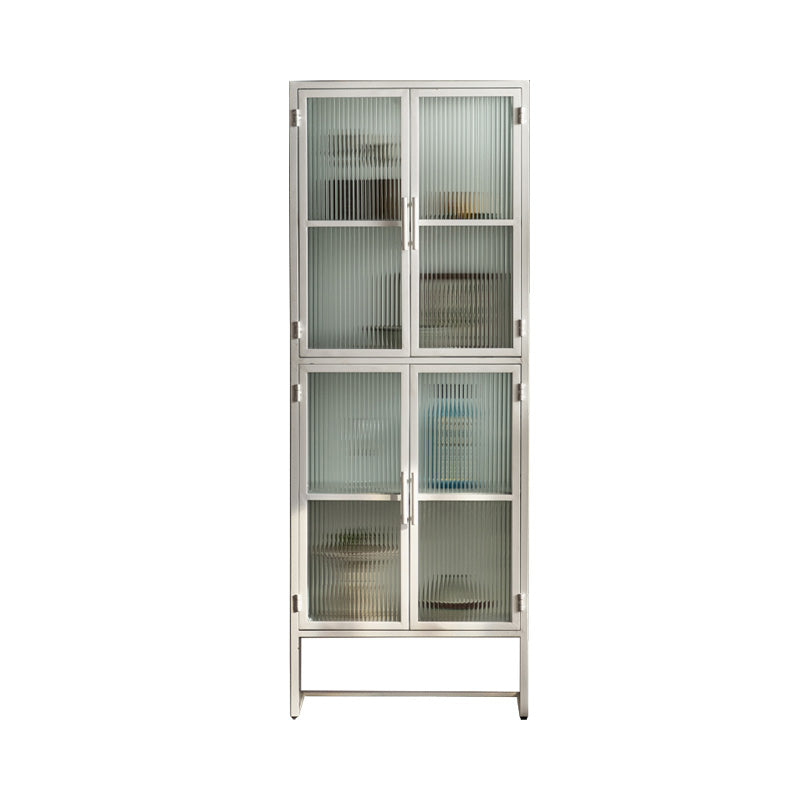 Modern Curio Cabinet Glass Doors Metal Buffet Cabinet for Dining Room