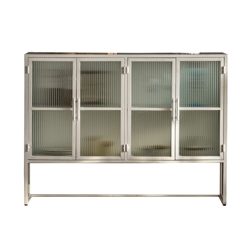 Modern Curio Cabinet Glass Doors Metal Buffet Cabinet for Dining Room