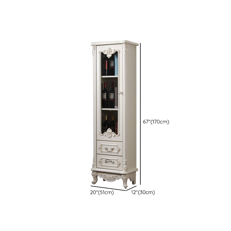 Traditional Display Stand Glass Doors Pine Storage Cabinet for Dining Room