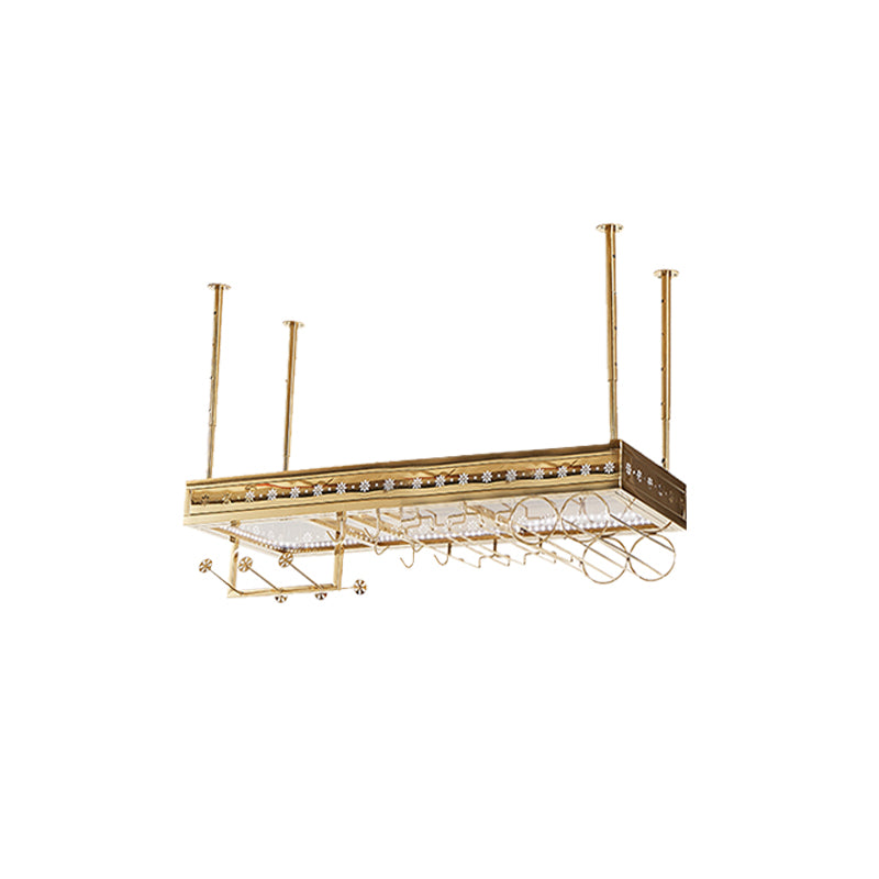 Luxury Style Metal Single Hanging Wine Holder Rack with Shelf